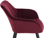 Eetkamerstoel - Donkerrood - Velvet - Zwarte poten - Zithoogte 47cm - Set van 1