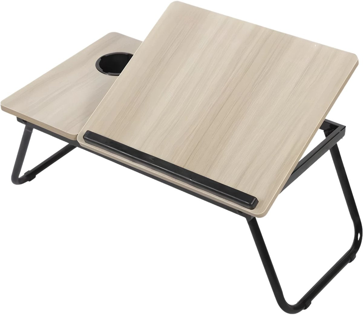 Laptoptafel – Tablethouder - Bedtafel – Voor bed, kantoor of studie – In hoogte verstelbaar met bekerhouder – Beige