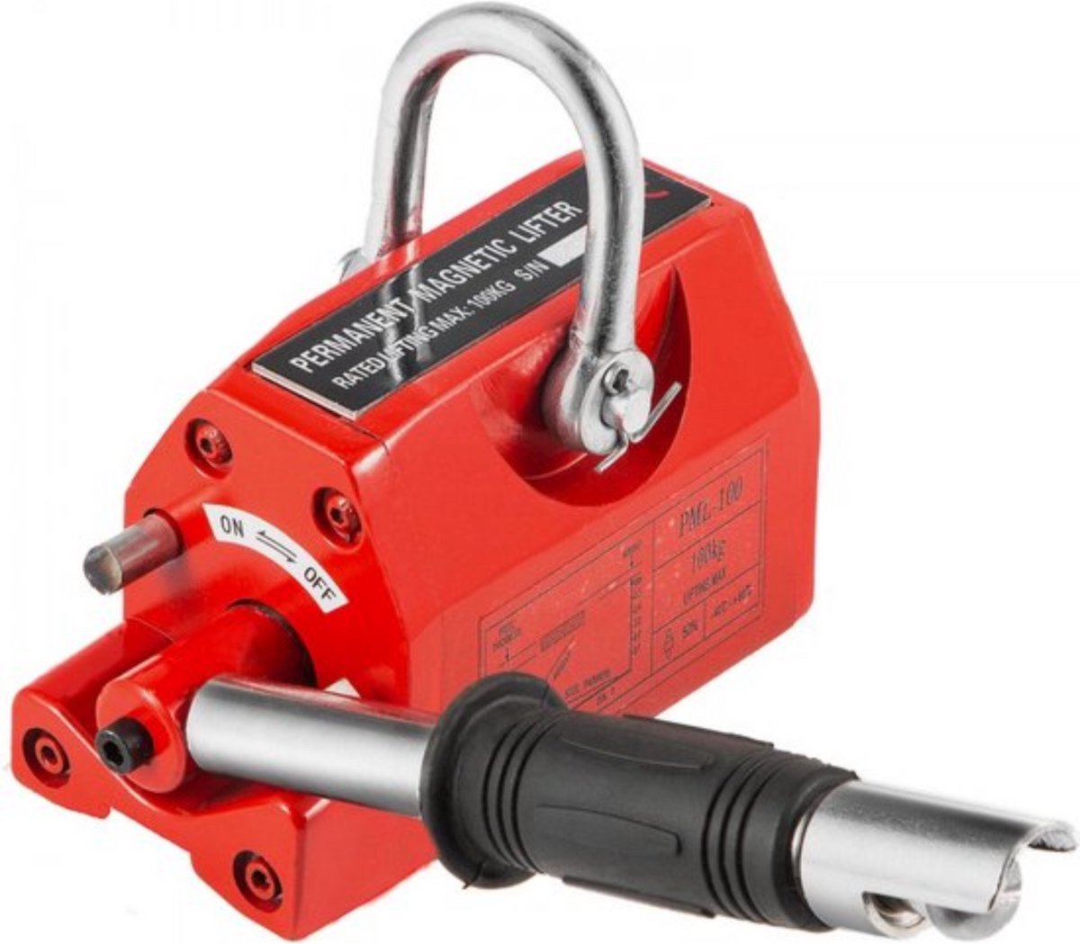 Magnetische Lifter PRO - Hefmagneet - 100KG - Voor Staalplaten & Cilinders - 135x67 mm
