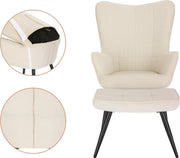 Bolt Edge Fauteuil - Beige Corduroy - Met Hocker - Armleuning - Woonkamer