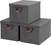 Opbergdozen Set van 3- Voor Kleding, Dekbed of Speelgoed - Opvouwbare Stoffen Opbergmand met Handvat en Deksel - 20L (3pcs)