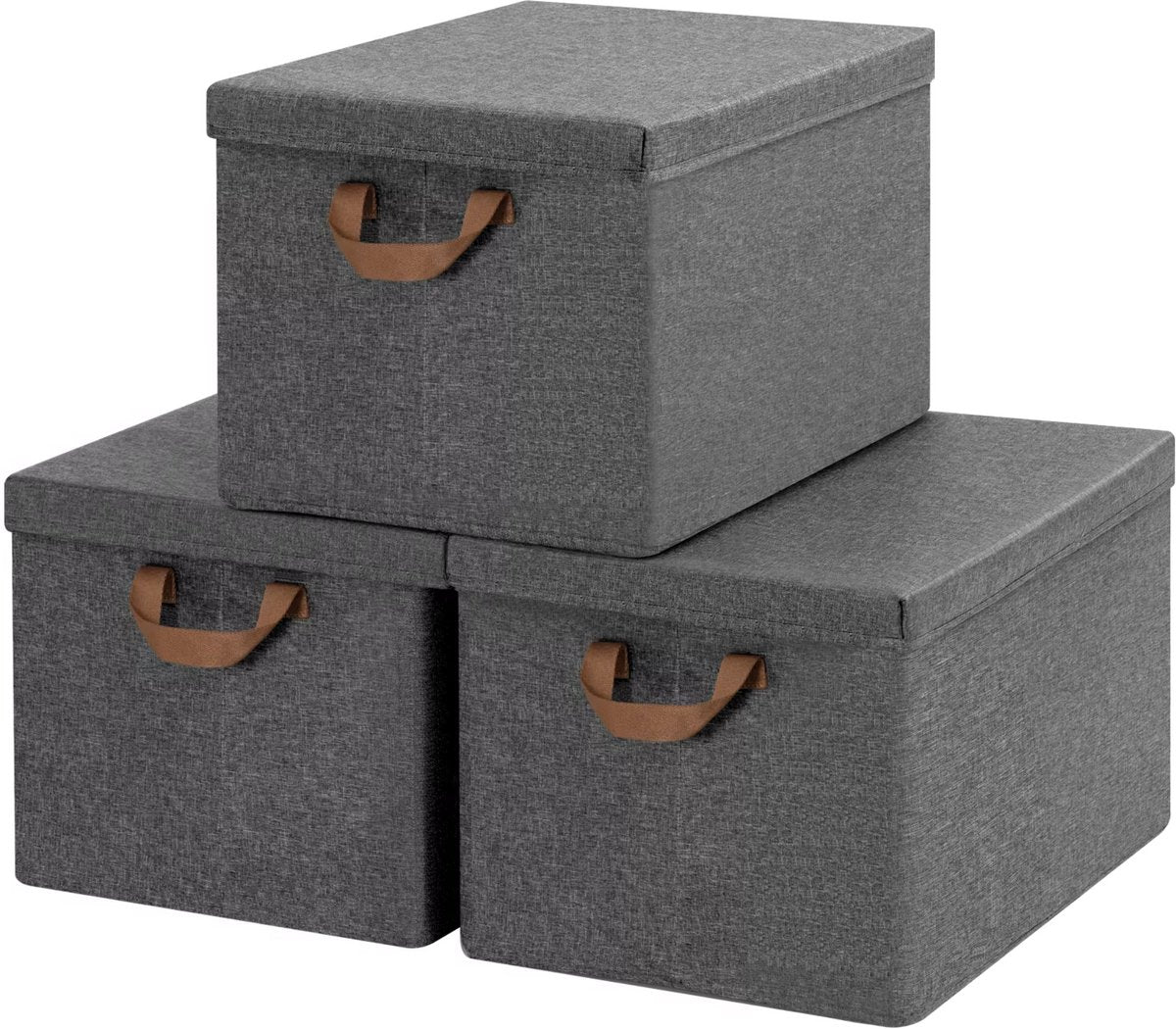 Opbergdozen Set van 3- Voor Kleding, Dekbed of Speelgoed - Opvouwbare Stoffen Opbergmand met Handvat en Deksel - 20L (3pcs)