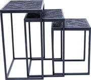Happyment Bijzettafel deluxe - Set van 3 - Industrieel - Laptoptafel - Ontbijt - Bed - Rond - Zwart