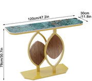 Consoletafel Royal Tavien - Groen/goud - Wandtafel - Emerald look - Haltafel - Sidetable - 120cm