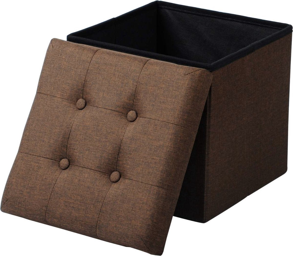 Bolt Edge Poef - Bruin Stof - Opbergbank Poef - Zitkist - Opbergbox - Hocker - 50x35x45cm