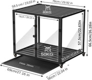 Hondenbench Cleany - Op wieltjes - Gehard glas - Hondenkennel - Met Aluminium Frame - 76cm