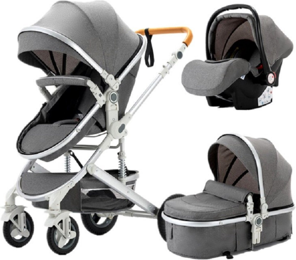 Kinderwagen 3-in-1 - Buggy - Wandelwagen - Grijs - Reisbuggy