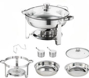 Happyment Buffetwarmer Deluxe - Rond - Warmhoudschaal - Glazen Deksel - 3.5L - 2 stuks