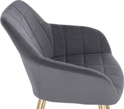 Happyment Stoel Nerio - Eetkamerstoel - Donkergrijs Velvet - Gouden Metalen poten - set van 1 - Zithoogte 47cm - deluxe