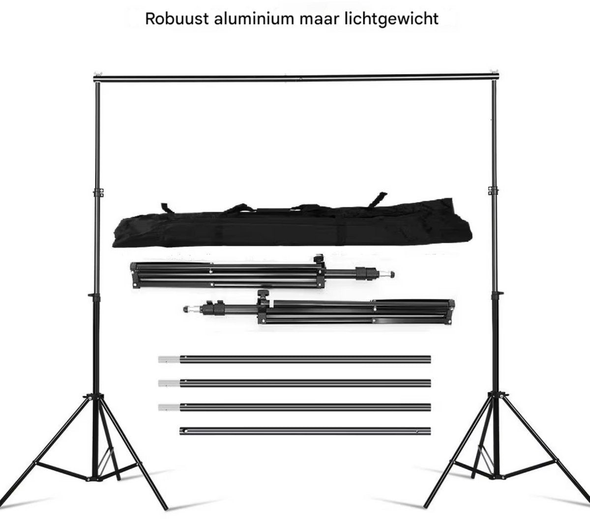 Fotostudio set Fioren - Softbox - Studiolamp - Fotobox - Studiolamp - Greenscreen met achtergrond systeem - Statief - 300x200cm