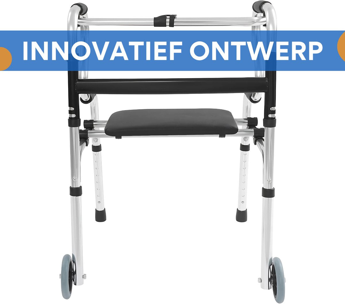 Opvouwbare Seniorenstoel met wieltjes- 8 Hoogte-instellingen - Voor Ouderen, Gehandicapten, Zwangere Vrouwen & Artritispatiënten