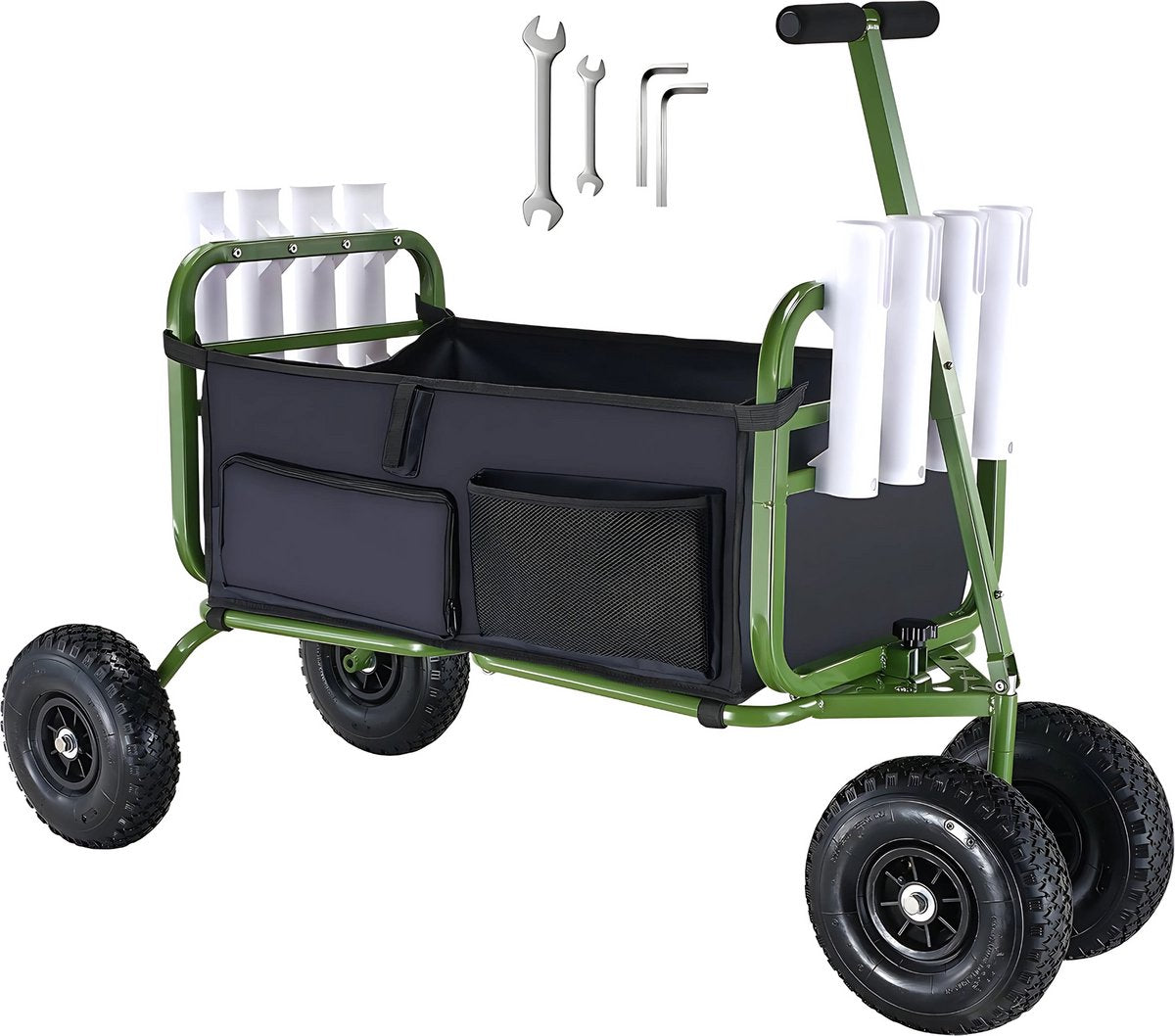 Opvouwbare bolderkar - Strandwagen - 150KG Capaciteit met Ballonbanden - Waterdicht - Kinderenvervoer - Duwtang