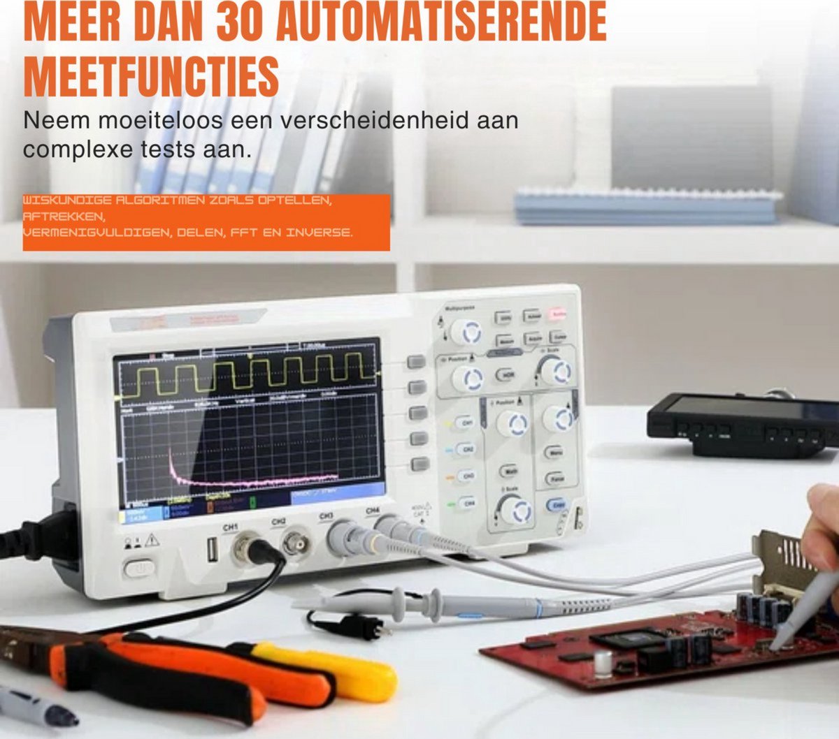 Mini oscilloscoop PRO - Handoscilloscoop met Digitale Multimeter - Signaalgenerator - 4 Kanalen - 100 MHz