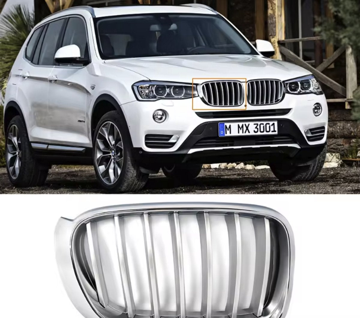 Voorbumper Niergrille - Linkerkant - Voor BMW F25 X3/X4 F26 (2014-2017)- Chroom - Auto accessoires -