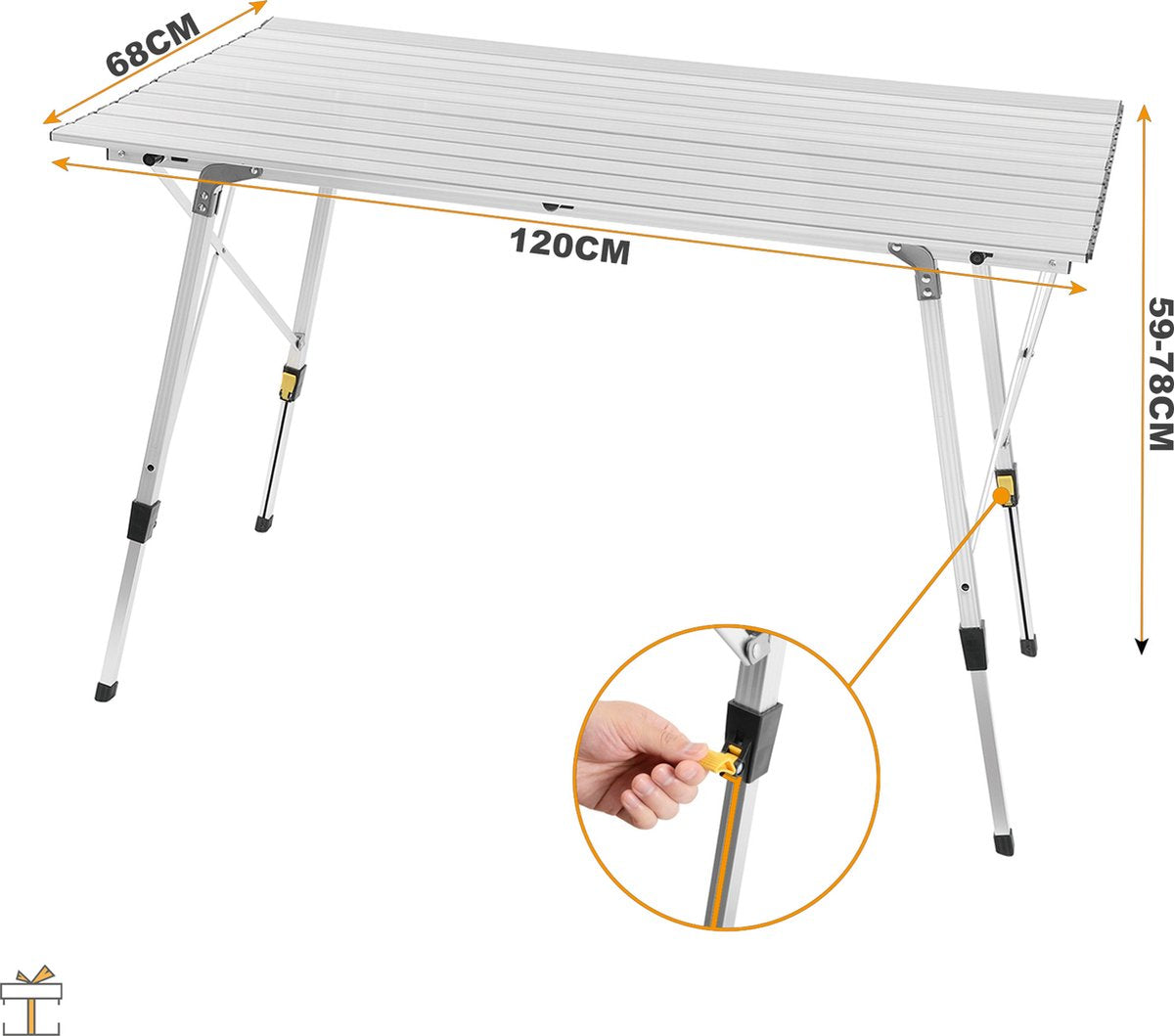 Happyment® Camping klaptafel - 4 personen - Inklapbaar - Picknicktafel - Verstelbaar in hoogte - Kinderen & volwassenen
