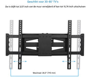TV muurbeugel - Voor 30"-85" inch - Draaibaar en kantelbaar - Ultra Slim & ruimtebesparend - Beugel statief - Zwart