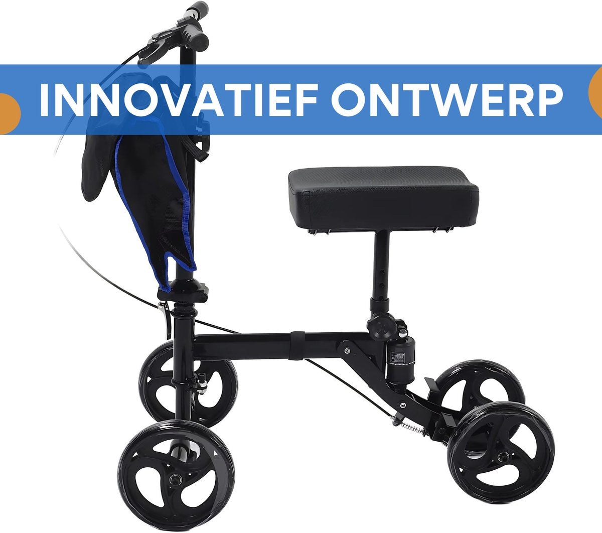 Knie step - Knie steun - Revalidatie fiets - Bestuurbaar en Verstelbaar - Zwart