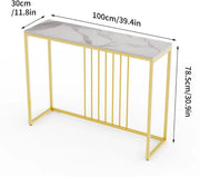 Consoletafel Luxora - Elegante consoletafel - Wandtafel met lades - Wit Marmerlook met goud - Haltafel - Sidetable - 100cm
