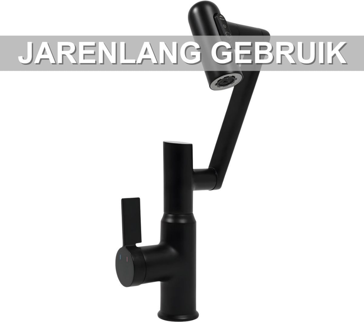 Badkamerkraan - Wastafelkraan - Voor badkamer en keuken - Met LED-temperatuurindicator - Zwart
