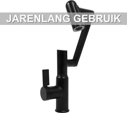 Badkamerkraan - Wastafelkraan - Voor badkamer en keuken - Met LED-temperatuurindicator - Zwart