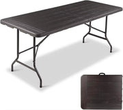 180 cm Opvouwbare Tafel - Draagbare en Robuuste Kunststof Eettafel - Half Opklapbaar voor Binnen en Buiten - Ideaal voor Kamperen, Picknick en Feesten