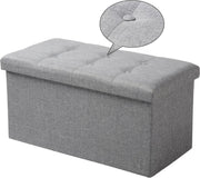 Moderne Opbergbank Ferino - Met opbergruimte - Zitbank Poef - Voetenbank - Opbergbox hocker - Zitkist met deskel - Lichtgrijs - Stof - 76x38x38 cm