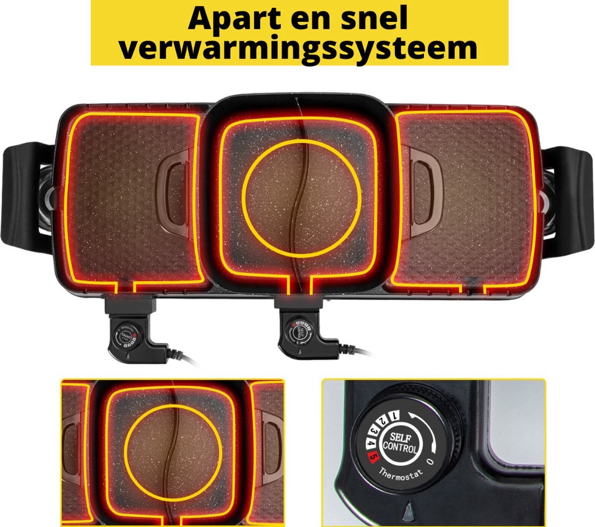 Happyment Elektrische BBQ Pan - Hotpot Electrisch - Koreaanse BBQ - Korean Grill - Party Pan - Anti Aanbak