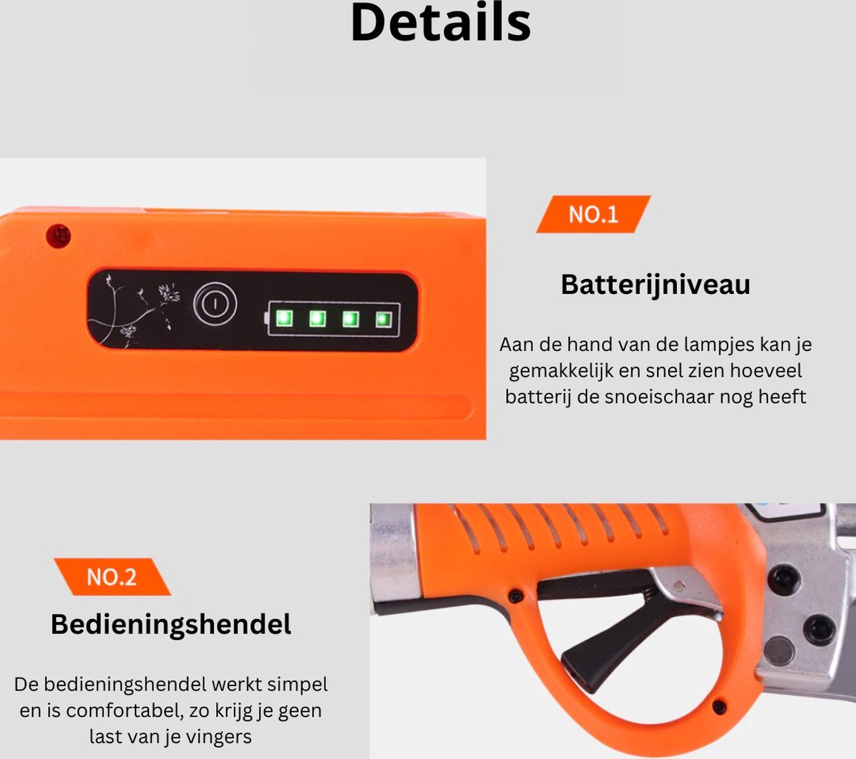 Happyment Elektrische snoeischaar PRO - Accu Snoeischaar - Accu Takkenschaar - 45 mm - Rugzak Ontwerp - Oranje