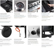 BBQ 5 in 1 - Barbecue op gas - Zilver - Thermostaat - Olievanger accessoires - Gasgrill met zijbrander