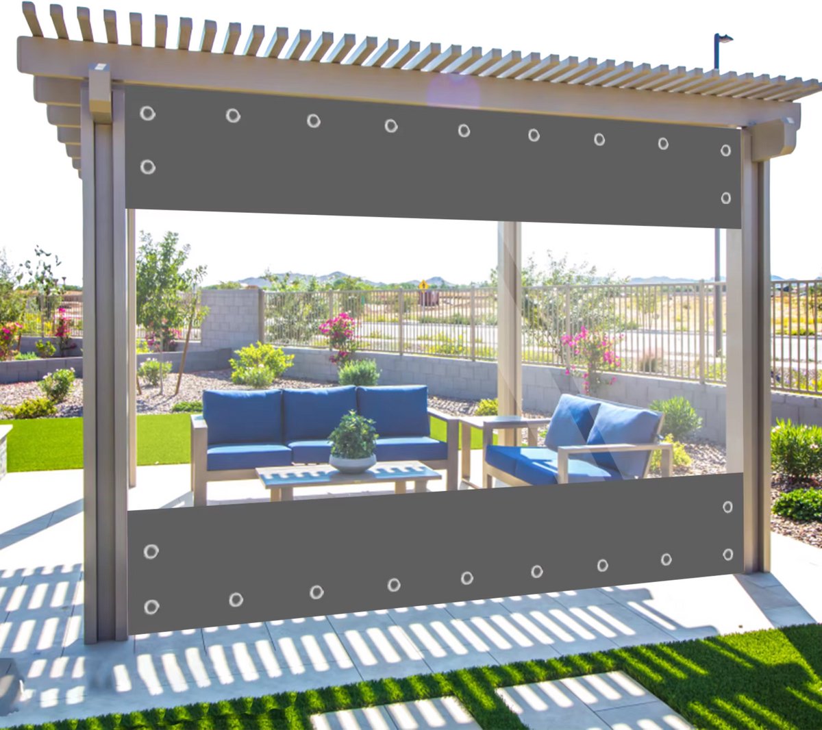 Transparant PVC zeildoek - Waterdicht - Dekzeil - Veranda - Overkapping - Wind - Grijs - 300x300cm
