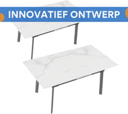 8-10 Personen Gesinterde Stenen Eettafel Opulence - 180 cm Uitschuifbare Keuken Eettafel voor Kerst - Metalen Frame