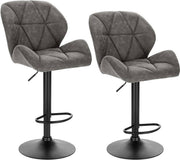 Barkruk Comfy Grijs - Met rugleuning - Stevig- Kunstleer - Set van 1 - Keuken - Barstoelen ergonomisch - Verstelbaar in hoogte - Zithoogte 60-82cm