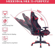 Happyment Gamestoel Diva - Stof - Met rugleuning en armleuning - In hoogte verstelbaar - Ergonomisch - Rood/Zwart