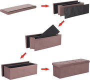 Luxe Opbergbank Diva - Met opbergruimte - Zitbank Poef - Voetenbank - Opbergbox hocker - Zitkist met deskel - Roze - Velvet - 110x37.5x38cm