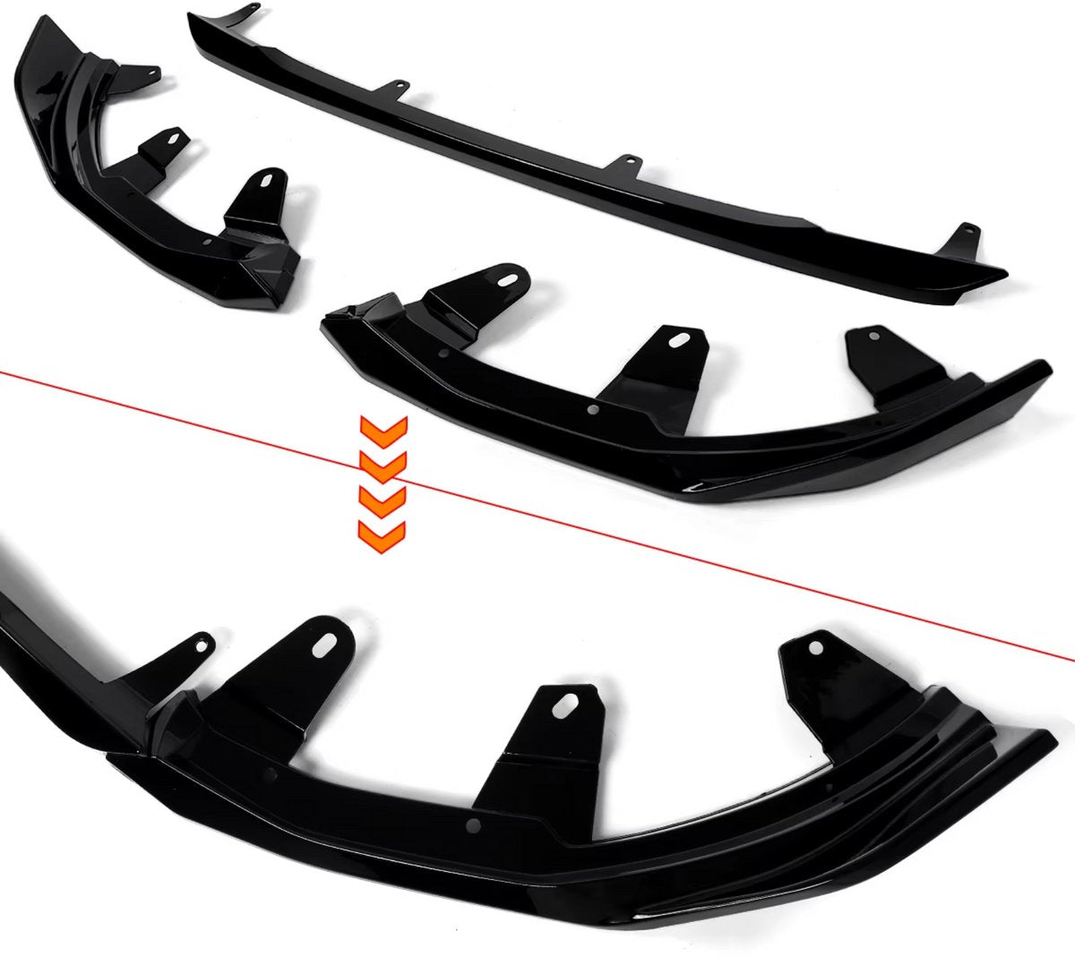 Voorbumper - Voor BMW 2-Serie G42 M Sport 2022-2024 - Auto accessoires - Splitter lip - Gloss Zwart