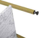Happyment Boekenkast Vila - 4 lagen - Wit/Goud - Marble look - Boekenrek - Woonkamer, slaapkamer en kinderkamer - Hout - Wit - 34 x 35 x 148 cm