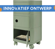 Nachtkastje - Bijzettafel - met Wielen - 32 cm - met Verborgen Opbergruimte - Moderne Opbergtafel voor Slaapkamer & Woonkamer - 3-laags - Groen