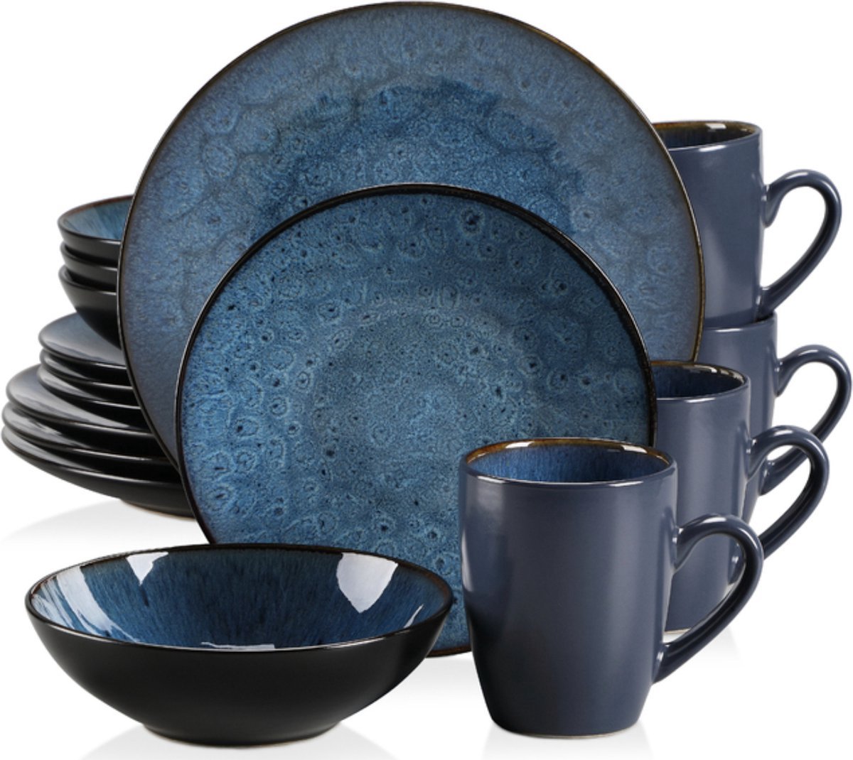 Luxe Serviesset - 4 Persoons - Porselein - 16-Delig - Bordenset Blauw