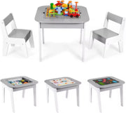 Kindertafel - Speeltafel- Voor Kinderen & Kleuterschool - Kindertafel en stoeltjes - 3-in-1 Speeltafel - Met met Tekenbord, Opbergruimte & 2 Stoelen - Grijs