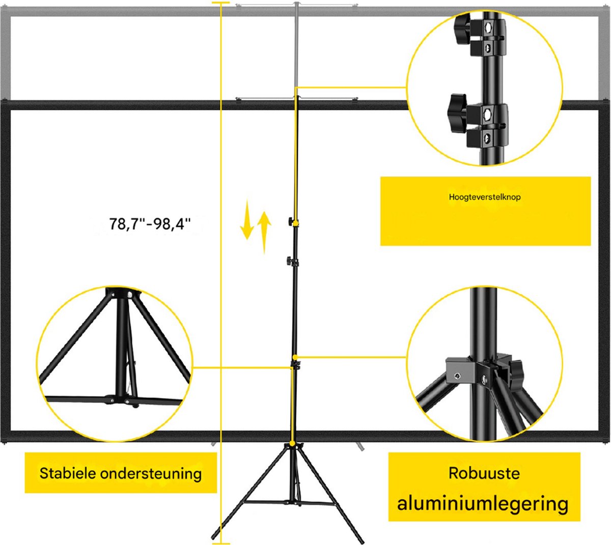 4K HD Projector Screen, Projectorscherm, Beamer Scherm, Beamer Doek - 60Inch