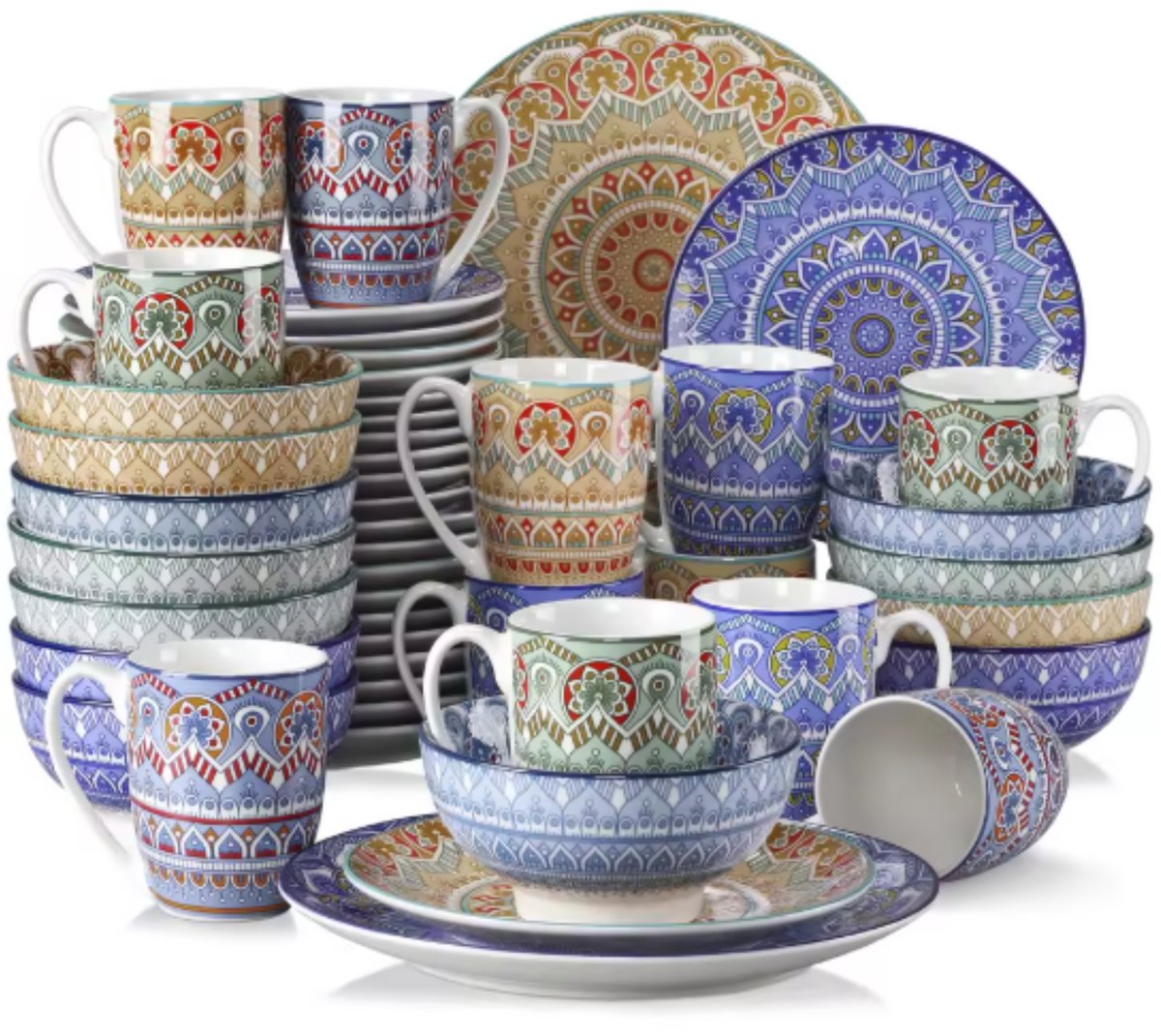 Sorella Serviesset - 48 delig - 12 persoons - Mix kleur - Dinerborden - Bordenset - Diepe borden - Ontbijtborden - Servies - Keukenservies