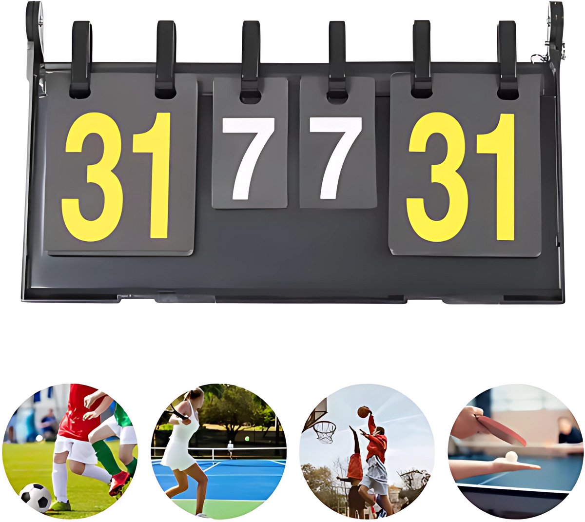 Sport Scorebord - Voor badminton, volleybal, tafeltennis, voetbal en boksen - Competitie sportscorebord - Draagbaar