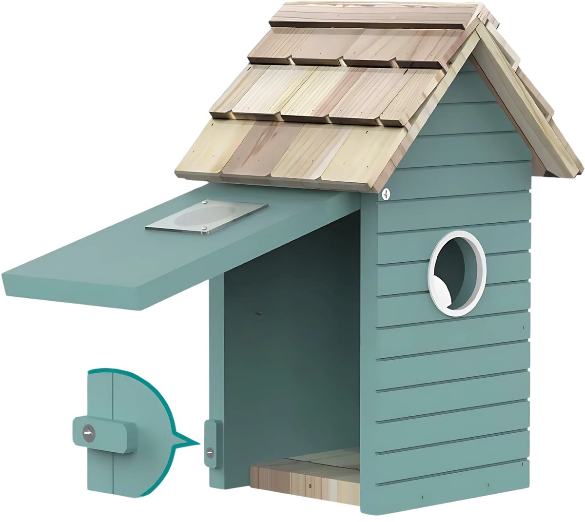 Vogelhuisje Nero - Met camera - Voor tuin en buitengebruik - Microfoon - Met app - Slim hangend doe-het-zelf huisje met camera - Gemaakt van hout