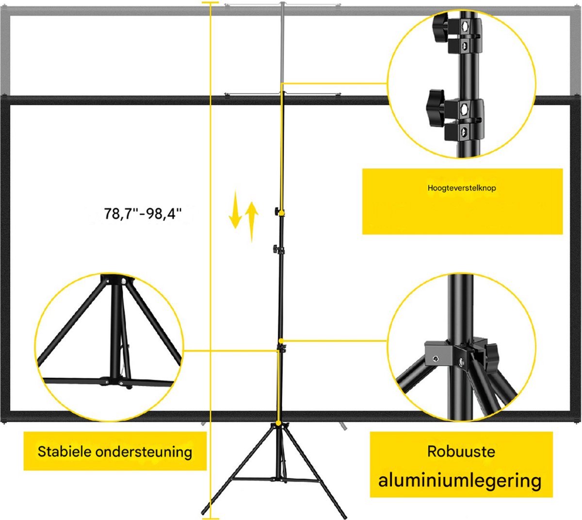 Statief projectorscherm - 110 inch - W stand - 16:9 - 4K HD
