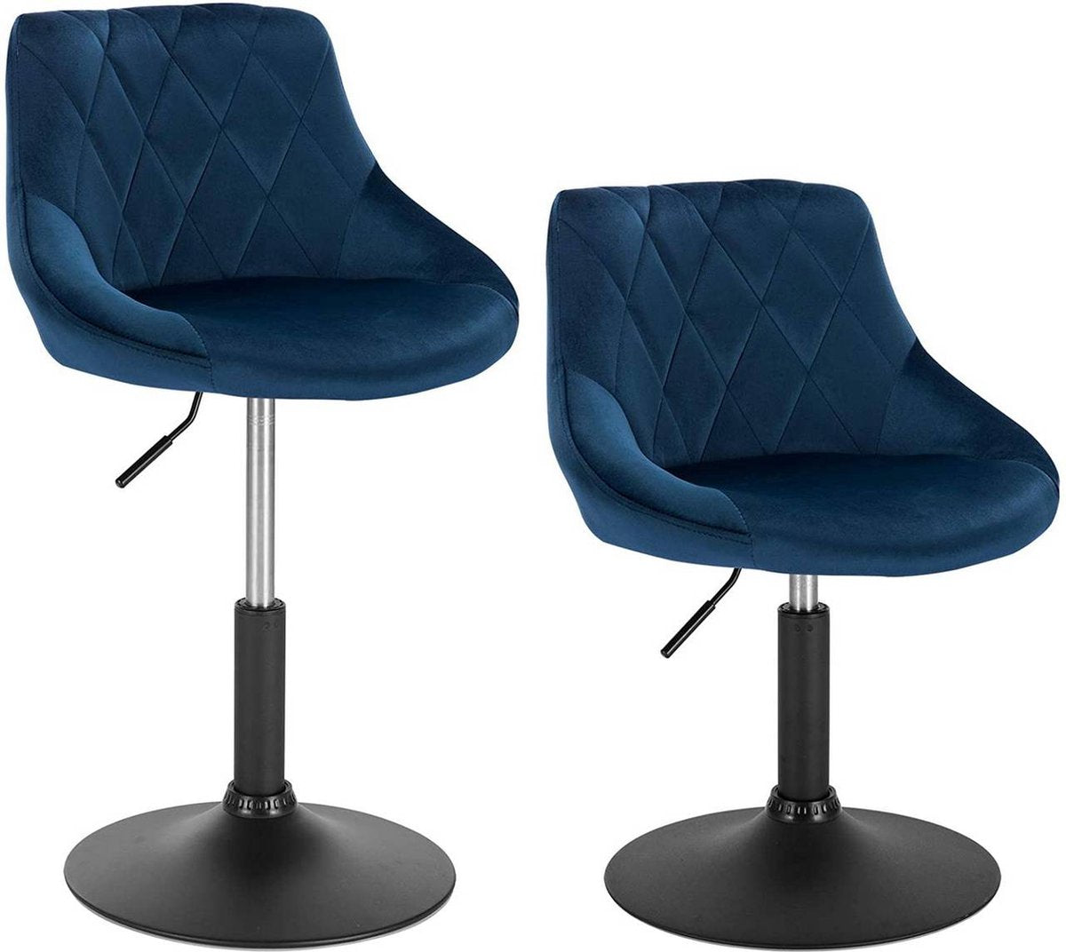 Luxe Barkurk Delvia - Industrial - Donkergrijs - Barkrukken set van 2 - Barstoel Kruk - Barstoelen met rugleuning - Keukenstoel - In hoogte verstelbaar - Velvet