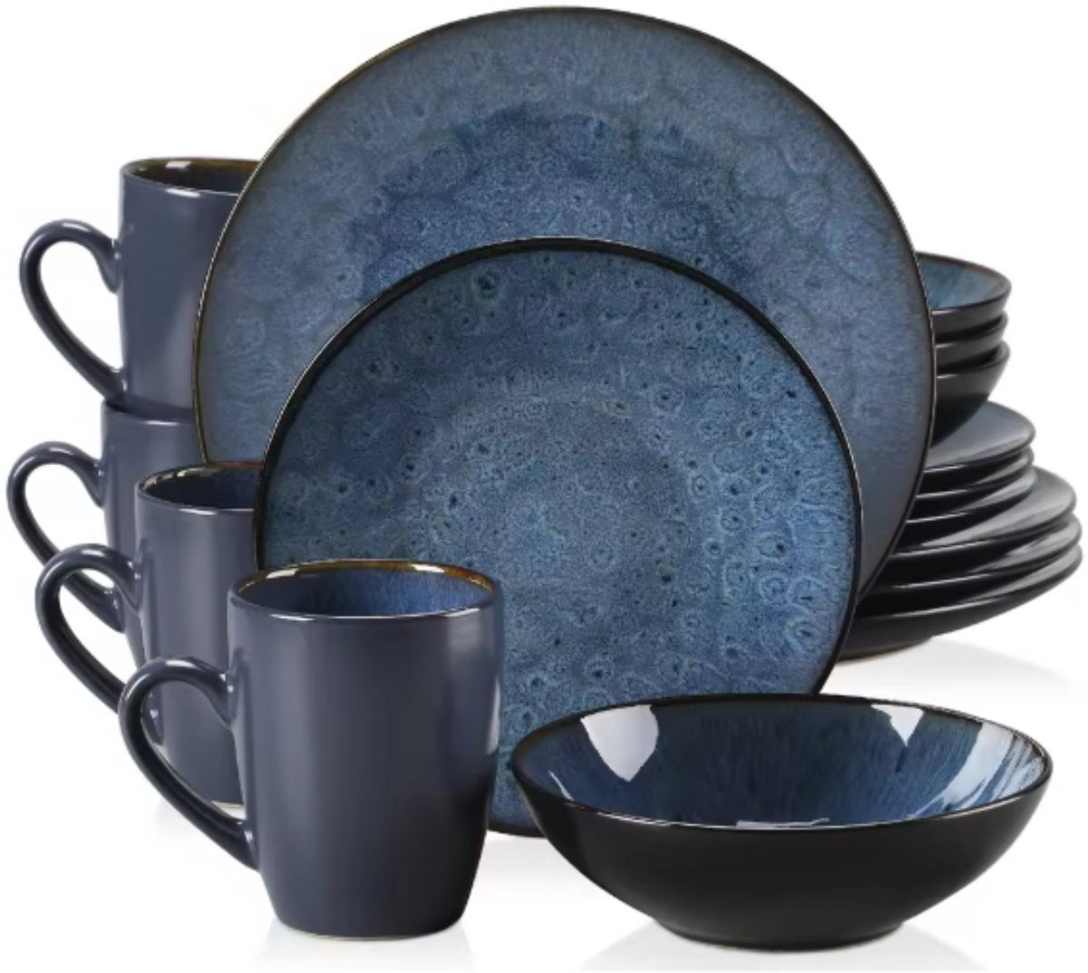 Celestia Serviesset - 16 delig - 4 persoons - Diepe borden - Blauw - Ontbijtborden - Bordenset - Dinerborden - Bordenset - Keukenservies - Servies
