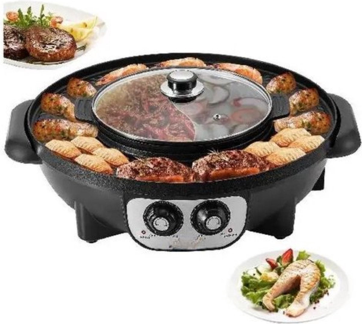 Koreaanse BBQ/Hotpot - Zwart - Koreaanse Grill - Inclusief Deksel