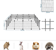 Happyment Dierenren Vida - Extra hoog - Knaagdierenren Ren - Verstelbaar - Konijnenren - Kippenren - Puppyren - Kattenren - Zwart - 70 x 70 x 105 cm