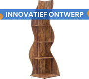 5-laags Hoek Boekenkast - Boekenplank - Wandplank - Boekenrek - Donker kaki