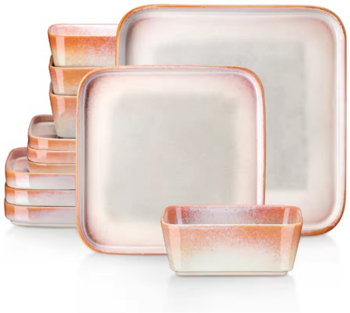 Azzuro Serviesset - 12 delig - 4 persoons - Oranje - Dinerborden - Bordenset - Diepe borden - Ontbijtborden - Servies - Keukenservies